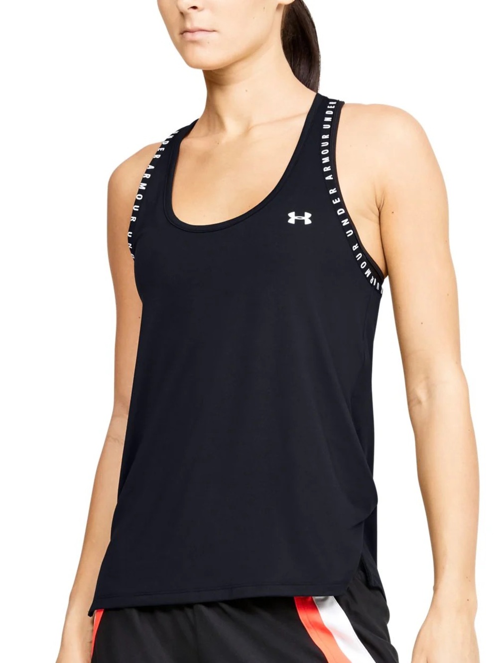 Under Armour Black Logo Racerback Tank with Branded Trim